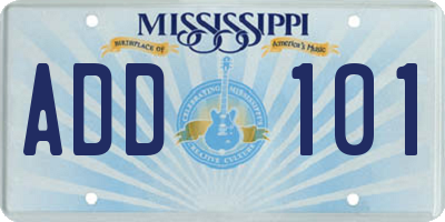 MS license plate ADD101