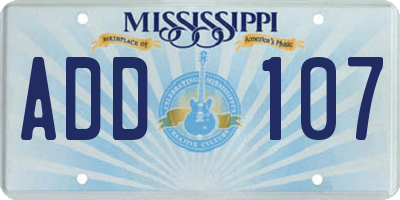 MS license plate ADD107