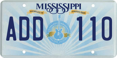 MS license plate ADD110