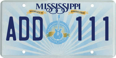 MS license plate ADD111
