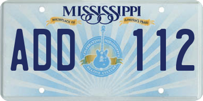 MS license plate ADD112