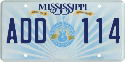 MS license plate ADD114