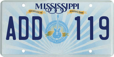 MS license plate ADD119