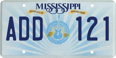 MS license plate ADD121