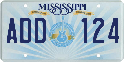 MS license plate ADD124