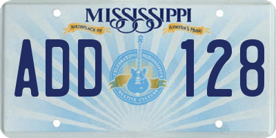MS license plate ADD128