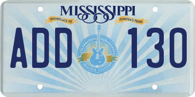 MS license plate ADD130