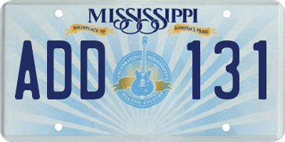 MS license plate ADD131