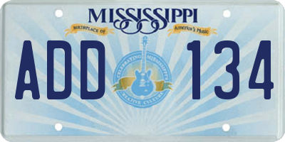 MS license plate ADD134