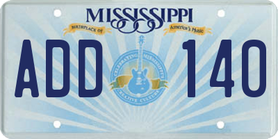 MS license plate ADD140