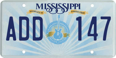 MS license plate ADD147