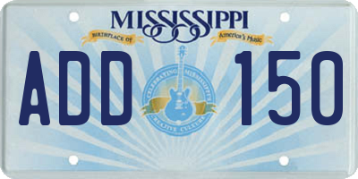 MS license plate ADD150