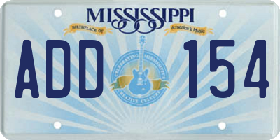 MS license plate ADD154
