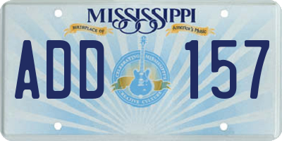 MS license plate ADD157