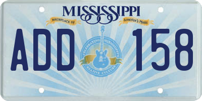 MS license plate ADD158