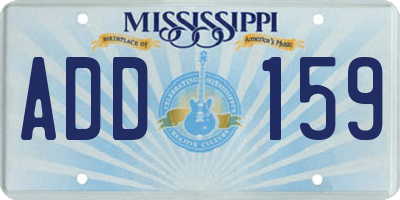 MS license plate ADD159