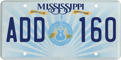MS license plate ADD160