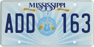 MS license plate ADD163