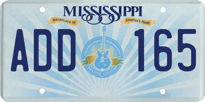 MS license plate ADD165
