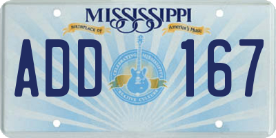 MS license plate ADD167