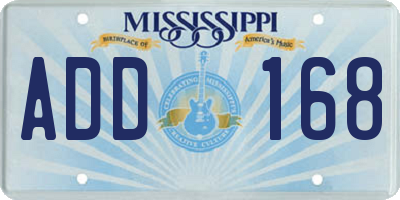 MS license plate ADD168