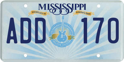 MS license plate ADD170