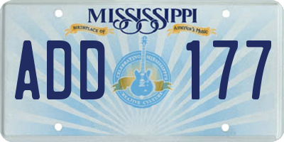 MS license plate ADD177