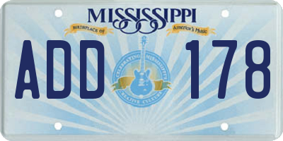 MS license plate ADD178