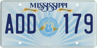 MS license plate ADD179