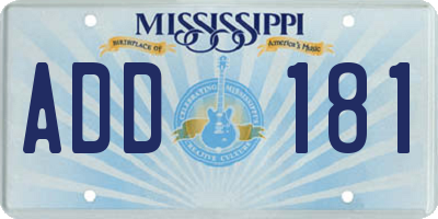 MS license plate ADD181