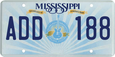 MS license plate ADD188