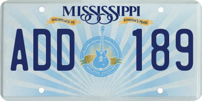 MS license plate ADD189