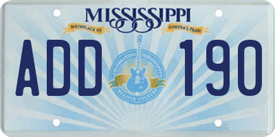 MS license plate ADD190