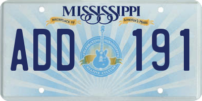 MS license plate ADD191