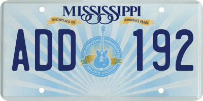MS license plate ADD192
