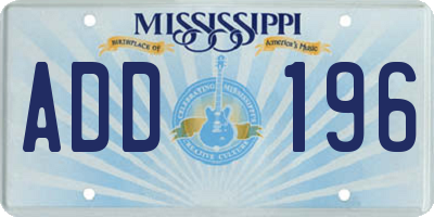 MS license plate ADD196