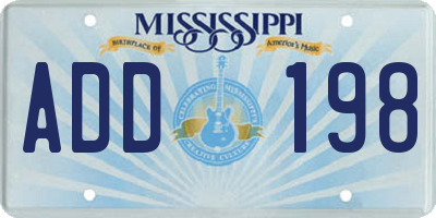 MS license plate ADD198