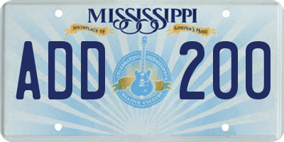 MS license plate ADD200