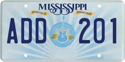 MS license plate ADD201