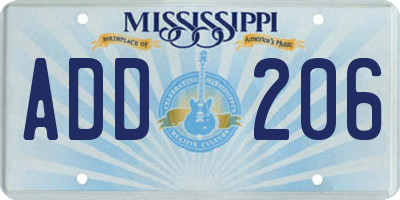 MS license plate ADD206