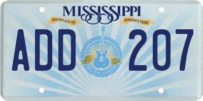 MS license plate ADD207