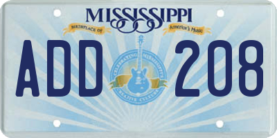 MS license plate ADD208