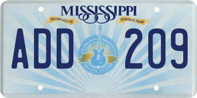 MS license plate ADD209