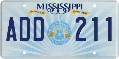 MS license plate ADD211