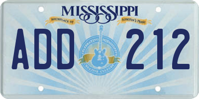 MS license plate ADD212