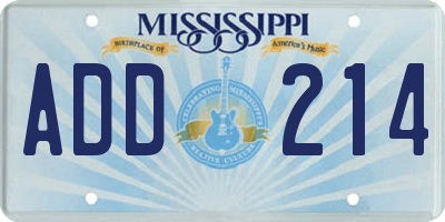 MS license plate ADD214