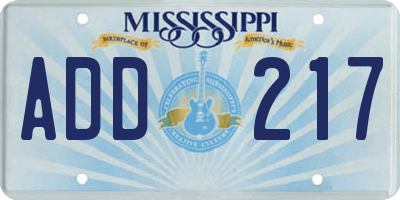 MS license plate ADD217