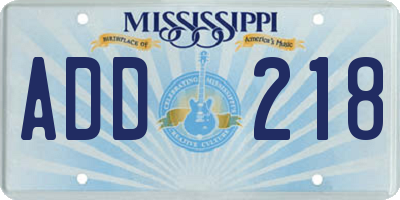 MS license plate ADD218