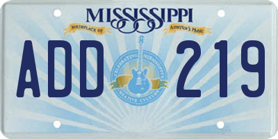 MS license plate ADD219