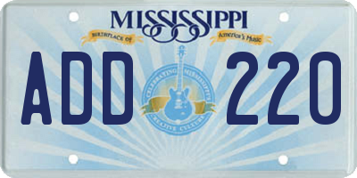 MS license plate ADD220